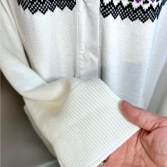 TALBOTS Thermolite® Modern Fair Isle Snap Front Sweater Jacket NWT Sz XL - Picture 5 of 12